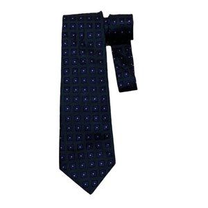 FRANCESCO SMALTO BLue Geometric Silk Tie HANDMADE ITALY 60"/ 4" EC